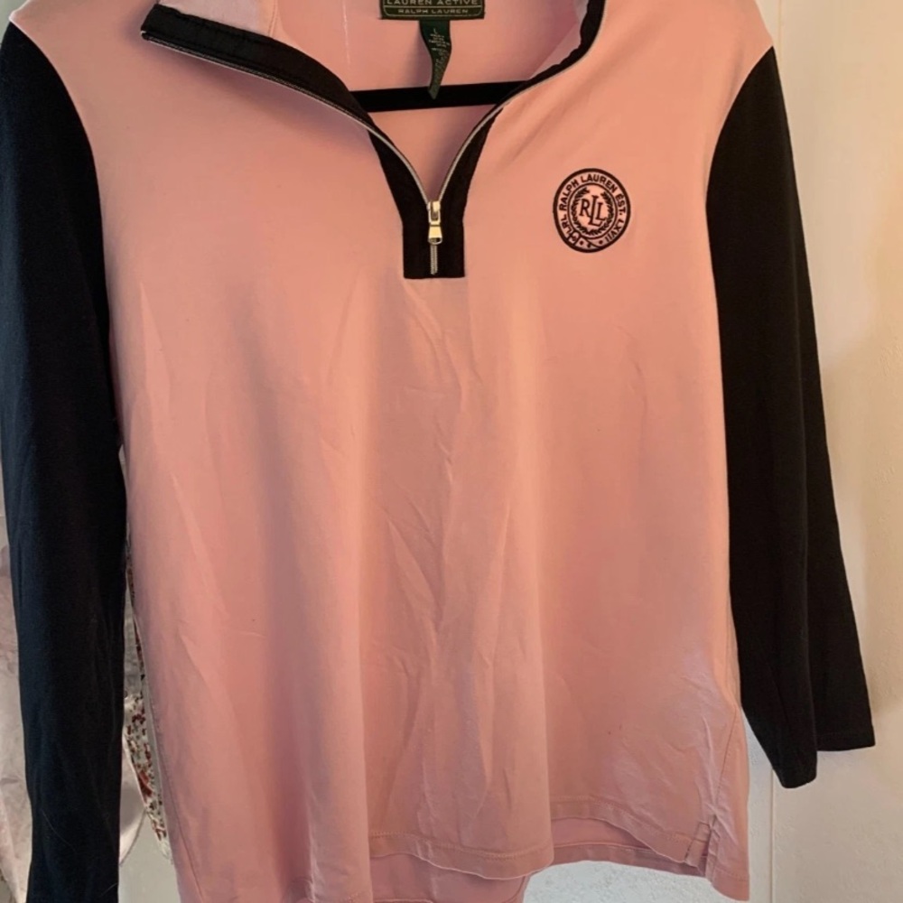 Ralph Lauren Pink and Black Lauren Active Half-Zip Pullover